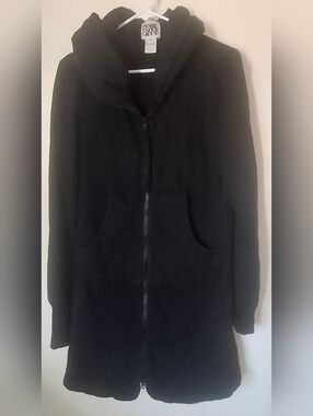 Prairie Underground Black Hooded Zip Trench Coat